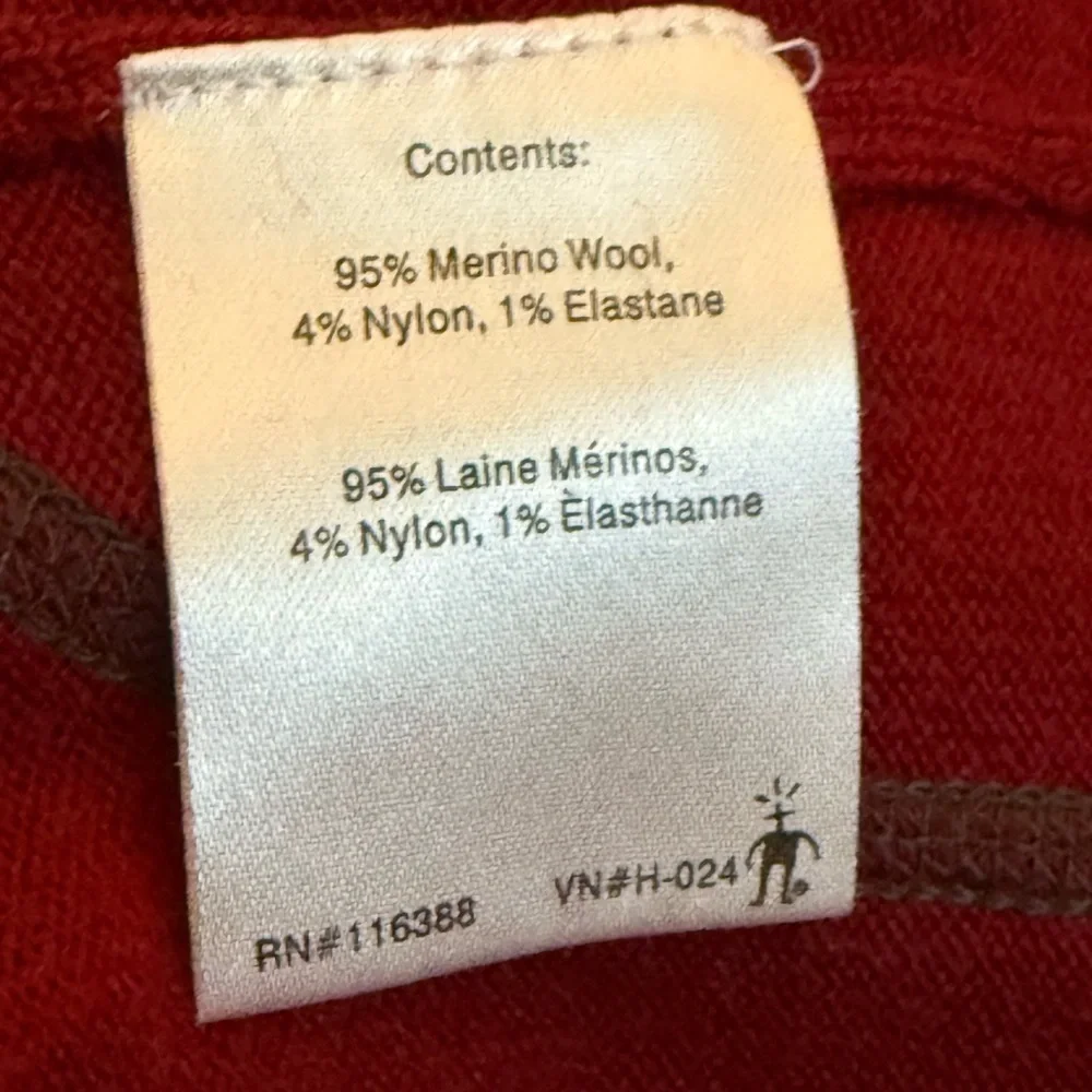 SMARTWOOL MERINO WOOL QUARTER ZIP FRONT BURGUNDY & GREY SWEATER PULL OVER MEDIUM